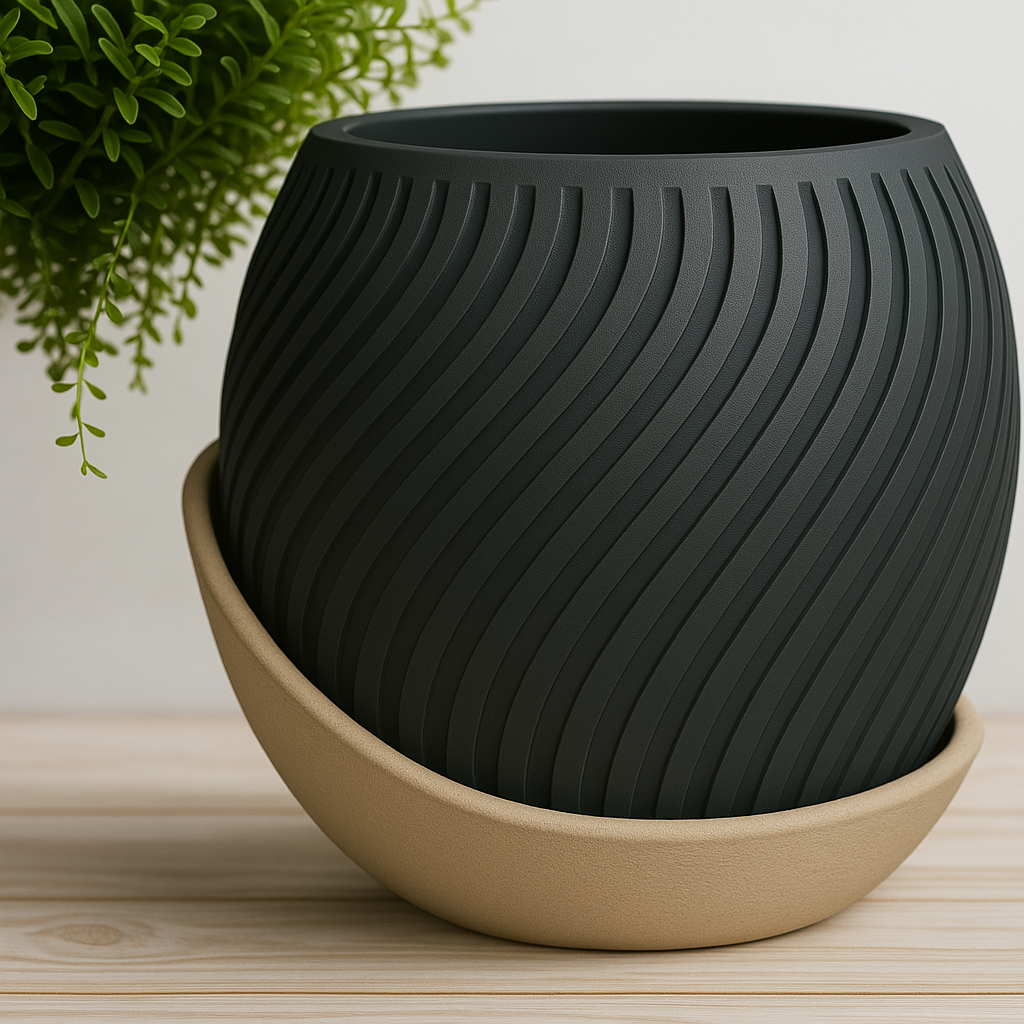 Wavy Planter with Wrap-Around Plate