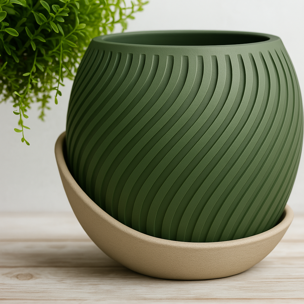 Wavy Planter with Wrap-Around Plate